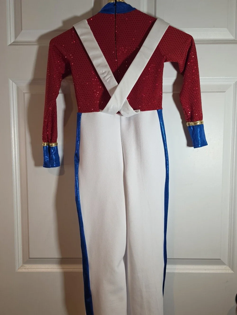 Girl's Red White Blue Toy Soldier Sequin Dance Costume With Hat